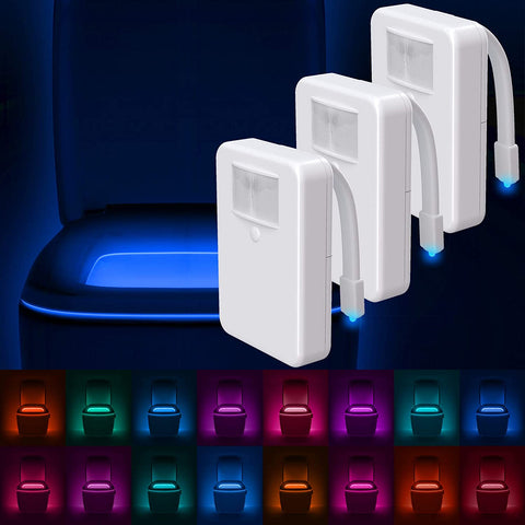 Advanced 16-Color Infrared-Sensor LED Toilet Light, Internal Memory, Light Detection - 3 pack